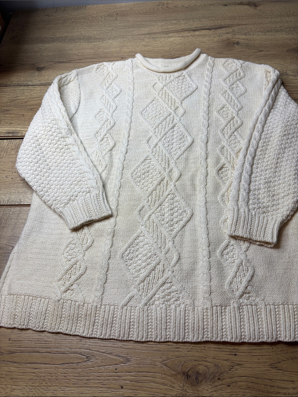 Men’s Vintage Neiman Marcus Fisherman Cable Knit Sweater Size Large Made in USA